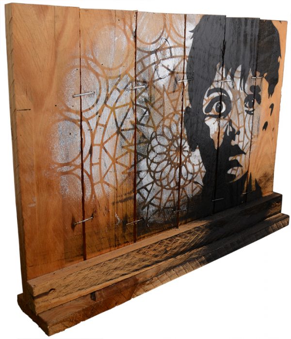 Stencil Art Raumdekoration aus Holz ´Der Junge, der niemals schläft`